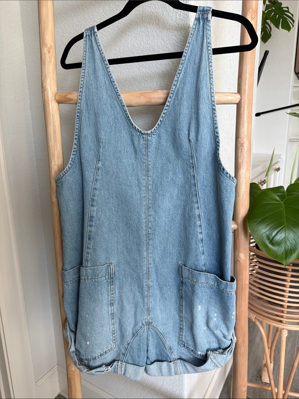 Free People High Roller Denim Short Overall size Small - Picture 2 of 5